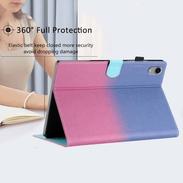 iPad Pro 11 2024 Skal i Smart Läder med Gradient Stitching Blå ros