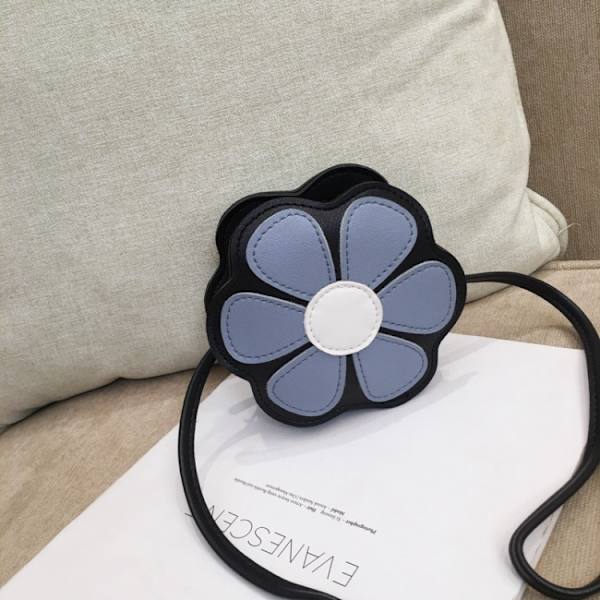 Mini Messenger Bag Söt Blommig Barn Små Myntväskor Barn Handväskor Axelväskor Ljusblå