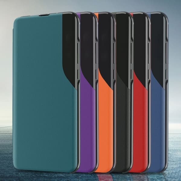 iPhone 17 Skal Läderfodral med Sidodisplay Orange