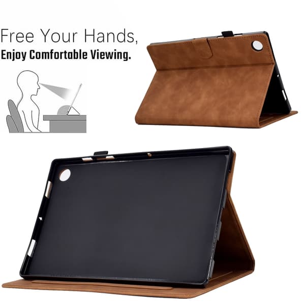 Samsung Galaxy Tab A8 10.5 (2021) Prägad Smile Flip Läderfodral Brun