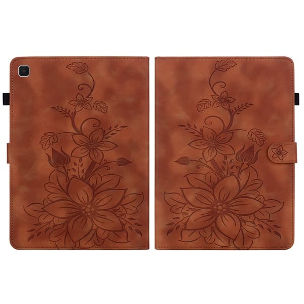 Samsung Galaxy Tab S5e T720 Lily Prägad Läderfodral Brun