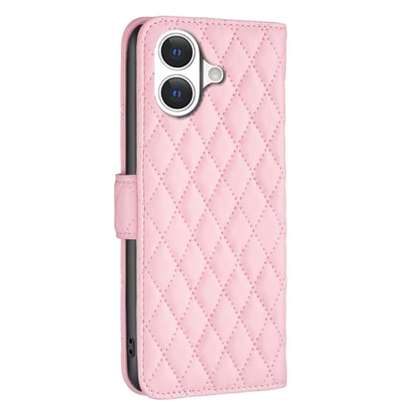 iPhone 17 Skal Läderfodral med Diamantgaller Flip Rosa