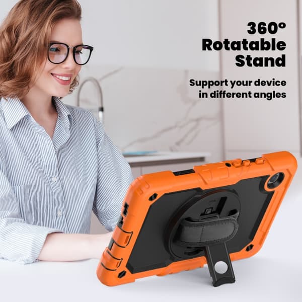 Samsung Galaxy Tab A9 Skal i silikon + PC med axelrem Orange