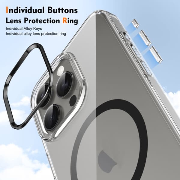 iPhone 16 Pro Ice Feel HD Transparent MagSafe PC Full Coverage Skal Svart