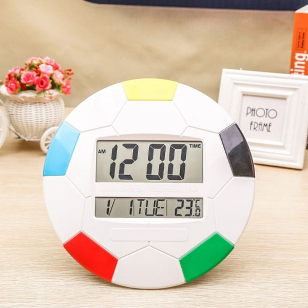 3888 Kalender Elektronisk Väggklocka LCD Rund Väggklocka (Vit)