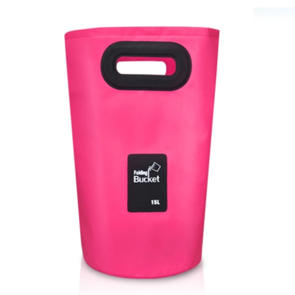 Utomhus bärbar hopfällbar diskho PVC hopfällbar hink, kapacitet: 15L Rosröd