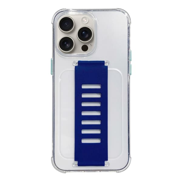 iPhone 16 Pro Transparent Wristband Shockproof TPU Skal Blå