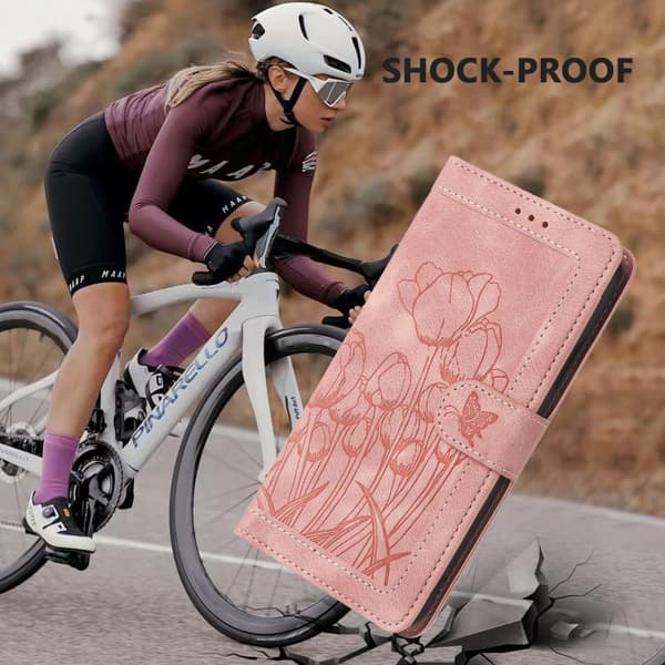 Redmi Note 14 Pro+ 5G - Tulpaner Prägling Läderfodral med Rem Rosa