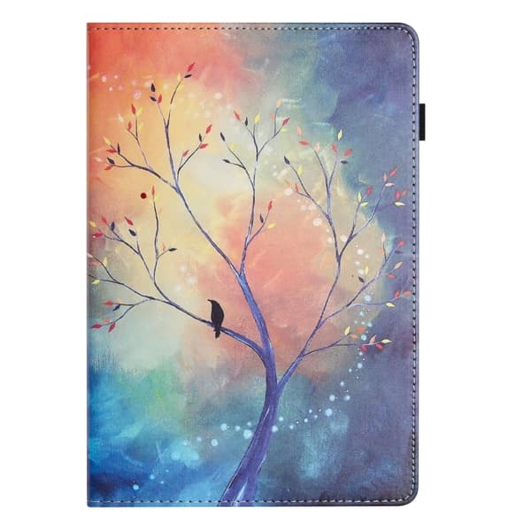Samsung Galaxy Tab A9 / A11 Litchi Texture Leather Case Oljemålning Träd