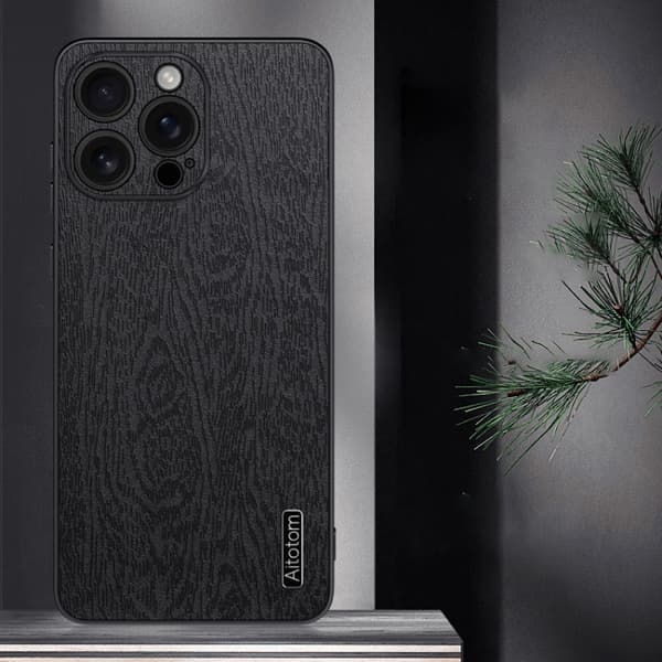 iPhone 16 Pro Tree Bark Läderfodral - Stöttålig Skal Brun