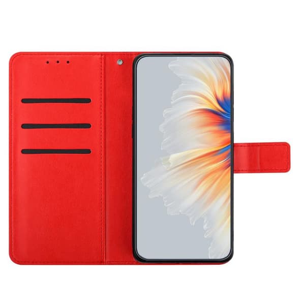 Redmi Note 14 4G - Blommig Prägad Läderfodral Röd
