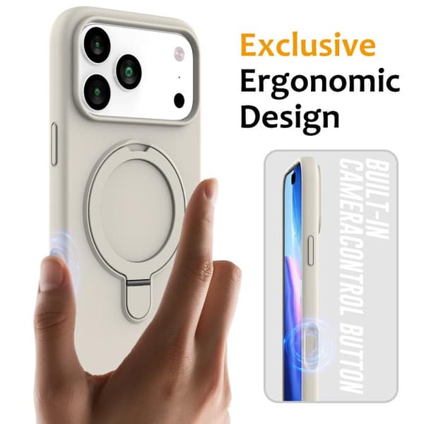iPhone 18 Pro Max / iPhone 17 Pro Max Skal - Flytande Silikon med MagSafe Magnetisk Ringhållare Antikvit