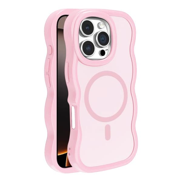 iPhone 16 Pro Max Diamond Textur Skal med MagSafe – Premium Känsla och Skydd Rosa