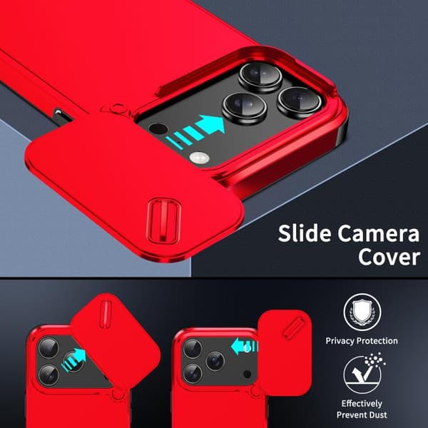iPhone 18 Pro / iPhone 17 Pro Skal med Sliding Camshield TPU + PC Röd