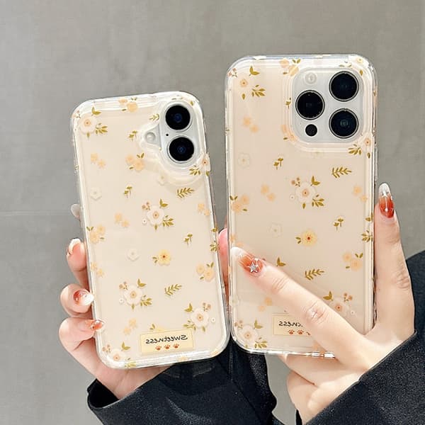 iPhone 16 Pro Skal med Dubbel Sidig IMD Blommönster - TPU Skyddsfodral