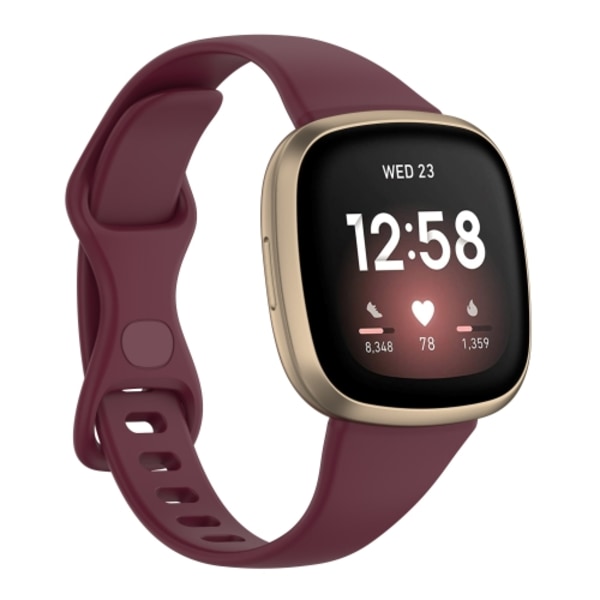 För Fitbit Versa 4 / Versa 3 / Sense Universal TPU Watch Band Wine Red S