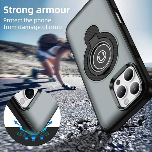 iPhone 16 Pro Max Ring Holder Magnetisk Skal Grå