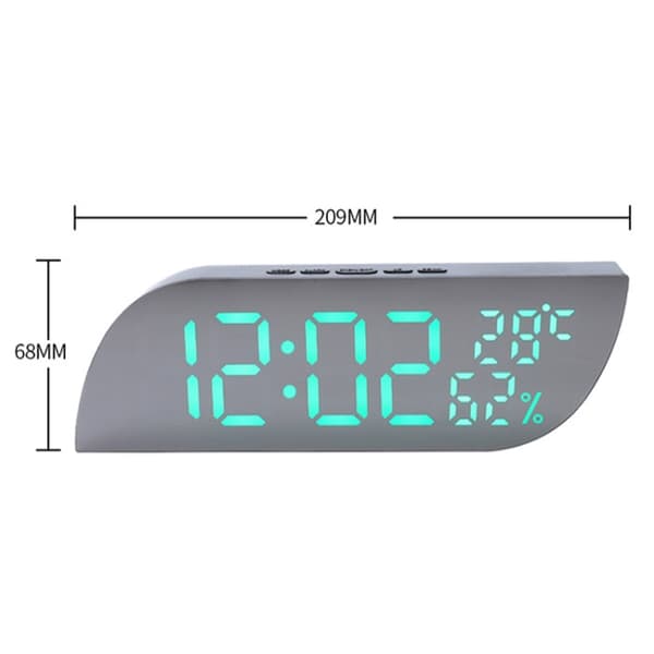LED Digital Display Klocka Multifunktionell Tyst Temperatur/Hygrometer Väckarklocka(Vit+Grön)