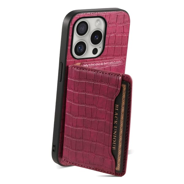 iPhone 16 Pro Max Crocodile Textur Skal Design med Full Täckning Röd