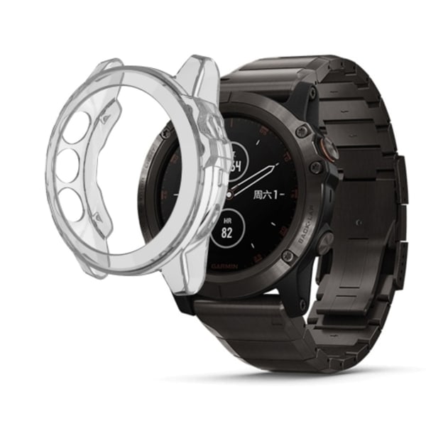 Lämplig för Garmin Fenix ​​5 & 5 Plus transparent TPU Silica Gel Watch Case Transparent white