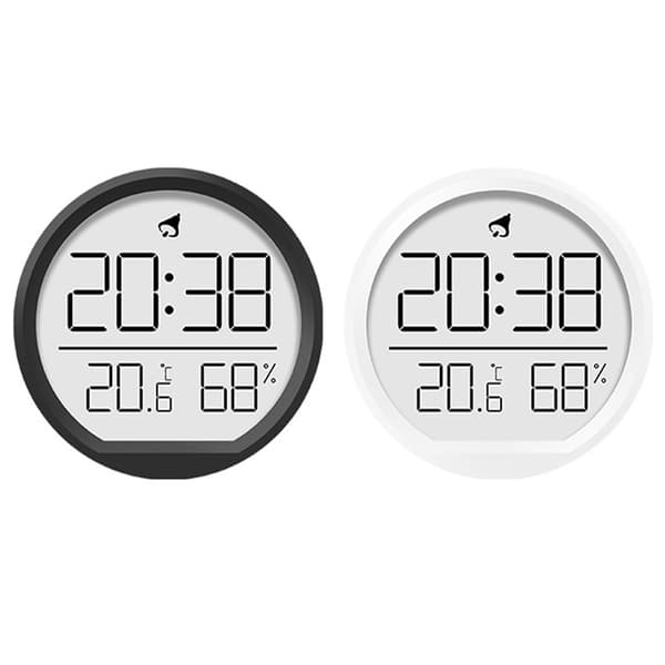 Smal magnetisk termometer och hygrometer klocka hem väggmonterad elektronisk klocka (vit)