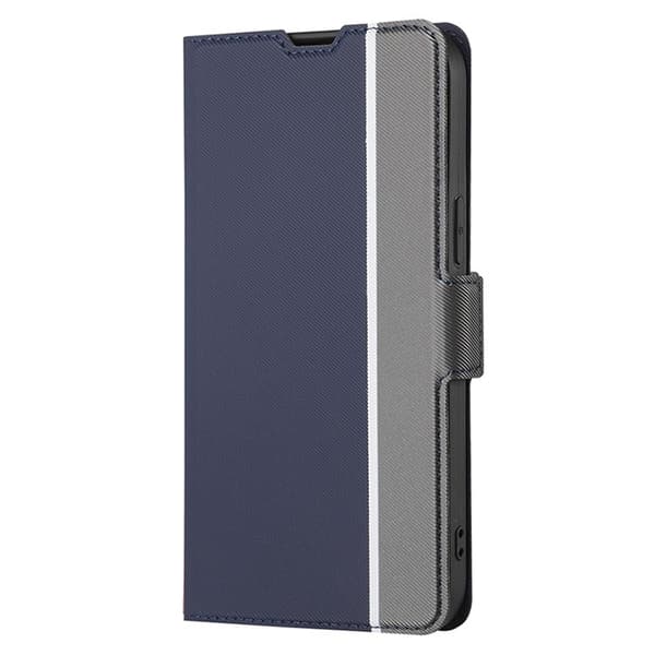 iPhone 16 Pro Twill Textur Skal Läder Fodral Blå