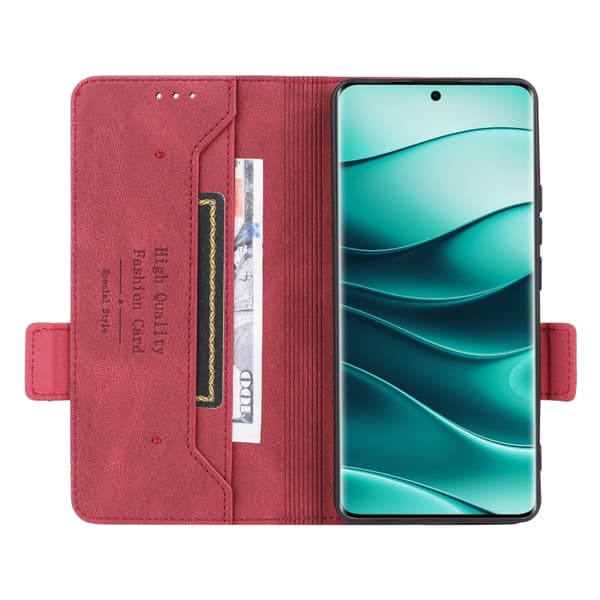 Redmi Note 14 Pro / Note 14 Pro+ 5G Magnetisk Låsfunktion Läderfodral Röd