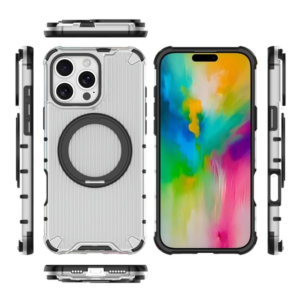 iPhone 16 Pro 360 Grader Rotationshållare Stötsäker Skal Transparent