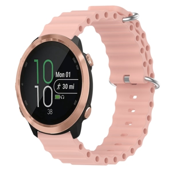 För Garmin Forerunner 645 Music 20mm Ocean Style Silikon Solid Color Watch Band Pink