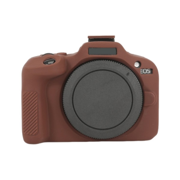 För Canon EOS R100 Glansigt Mjukt Silikon Skyddande Fodral Kaffe