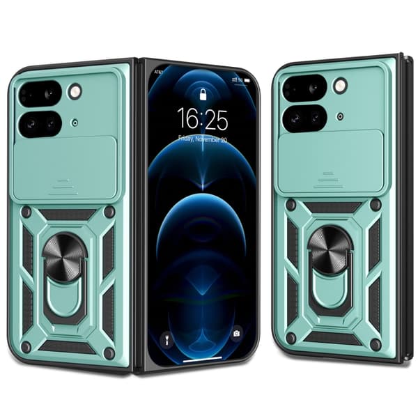 för Pixel 9 Pro Fold Skal med Glidande Kameraskydd - TPU+PC Design Grön