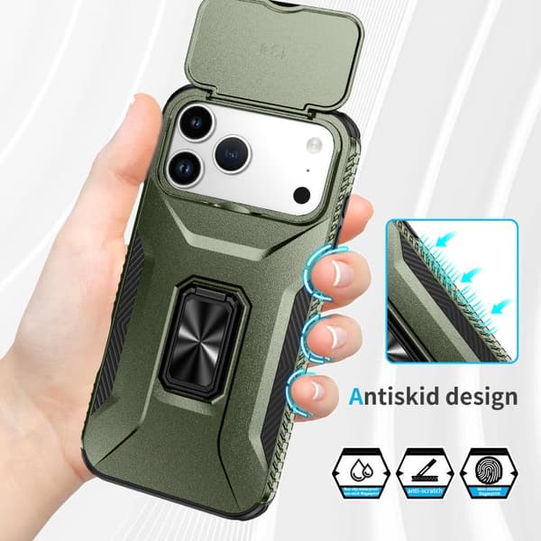 iPhone 18 Pro Max / iPhone 17 Pro Max Skal med Sliding Camshield Holder Alpingrön