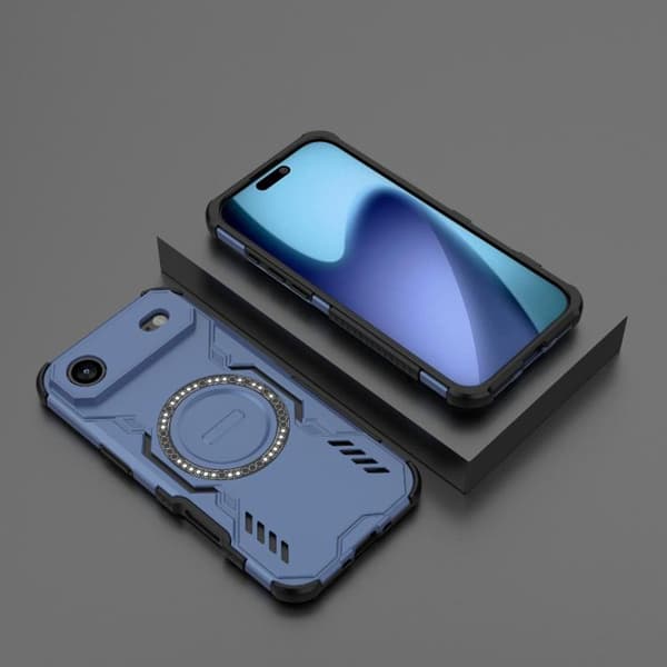 iPhone 17 Air Skal med Butterfly Armor MagSafe Magnetring och Stötabsorberande Skydd Blå