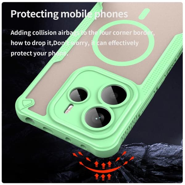 Redmi Note 14 5G - Global Armor Glaze MagSafe Magnetiskt Mobilskal Grön