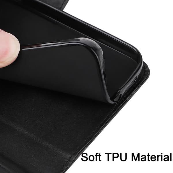iPhone 18 Pro Max / iPhone 17 Pro Max Skal Läderfodral - Klassisk Kalvskinnstextur Svart