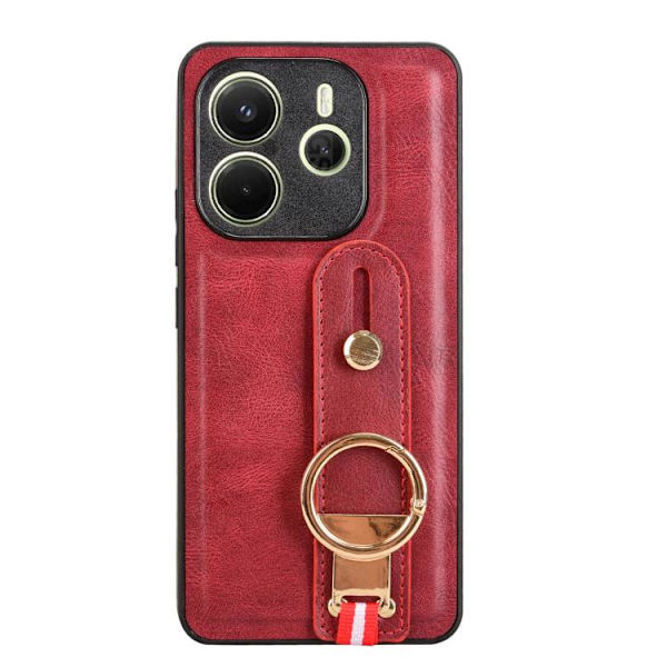 Redmi Note 14 4G - Läderfodral med Handledsrem för Röd