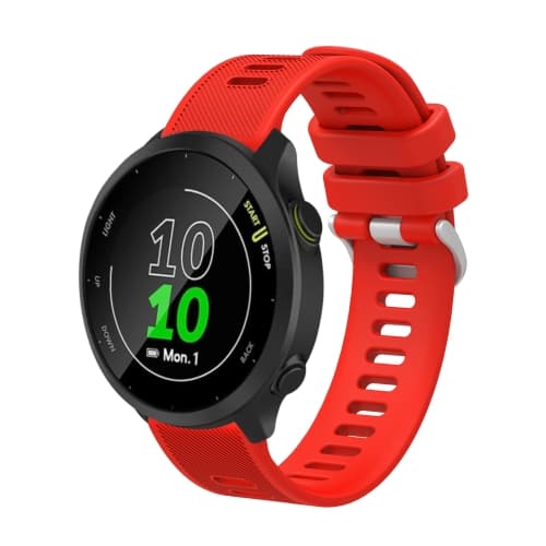 För Garmin Forerunner 245 20mm Silicone Twill Watch Band Red