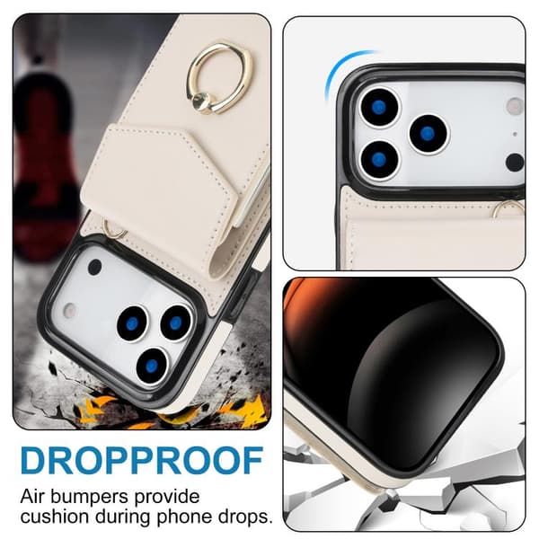 iPhone 18 Pro / iPhone 17 Pro Skal med Ringhållare och RFID-kortfack Beige