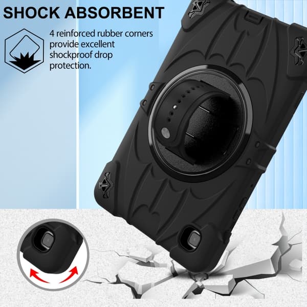 Samsung Galaxy Tab A7 Lite Bat Hand Grip Turntable Ställ Svart