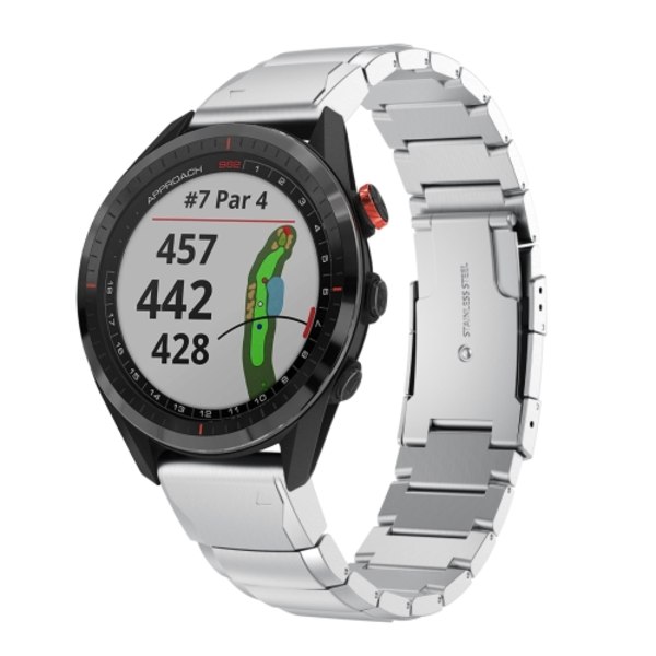 För Garmin Approach S62 22mm Tortoise Shell watch i rostfritt stål Sliver