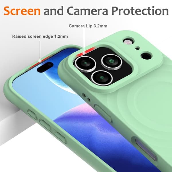 iPhone 18 Pro Max / iPhone 17 Pro Max Skal - Vågtextur med MagSafe Magnetisk Flytande Silikon Grön