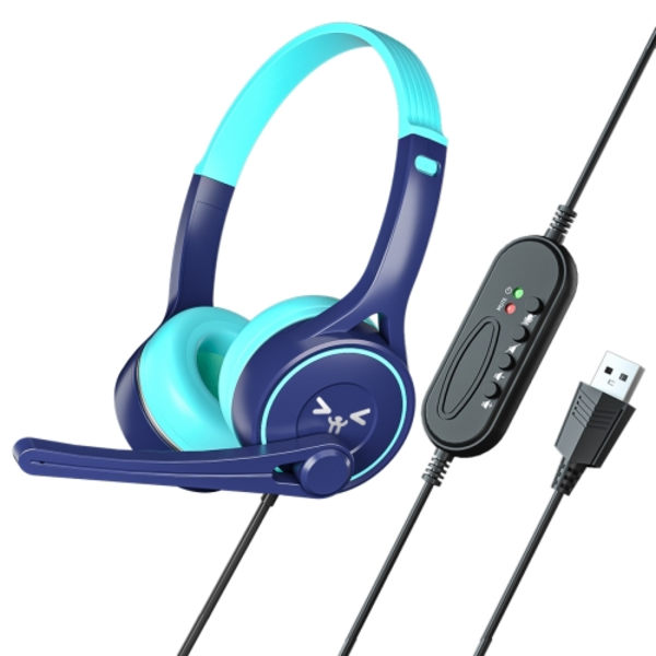 SOYTO SY-G30 Trådbundet brusreducerande ergonomiskt spelheadset, Gränssnitt: USB Blå Cyan