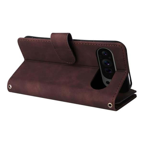 för Pixel 10 Pro XL - Multifunktionell Multi-Kort Plånboks Skal i Läder Kaffe
