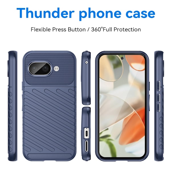 för Pixel 9a Skal - Thunderbolt Stötsäker TPU Mobilskal Blå