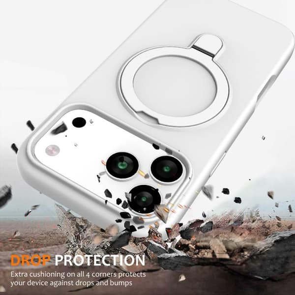 iPhone 18 Pro Max / iPhone 17 Pro Max Skal - Flytande Silikon med MagSafe Magnetisk Ringhållare Vit