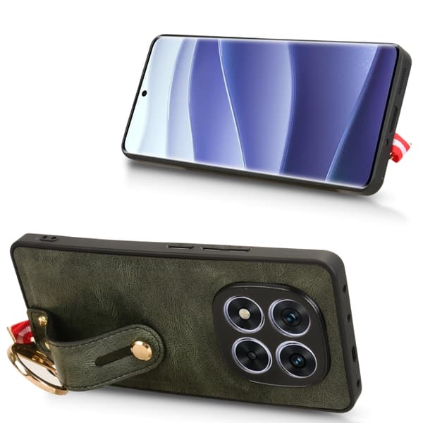 Redmi Note 14 Pro 5G - Handgjord Läder Baksida Mobilskal Grön