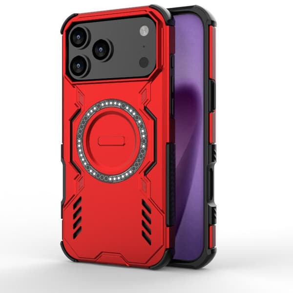iPhone 18 Pro / iPhone 17 Pro Skal med Butterfly Armor MagSafe Magnetring och Stötskydd Röd