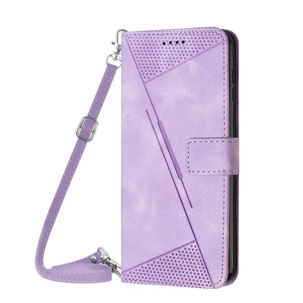 iPhone 18 Pro Max / iPhone 17 Pro Max Skal Läderfodral med Lanyard - Drömtriangel Purpur