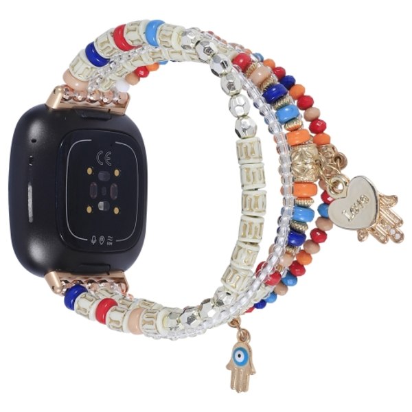 För Fitbit Versa 3 / Sense Palm Bead Chain Watch Band Colorful