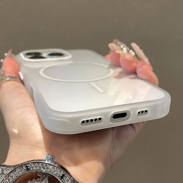 iPhone 16 Pro Max Translucent Armor MagSafe N52 Tunn Cirkel Skal Transparent blå